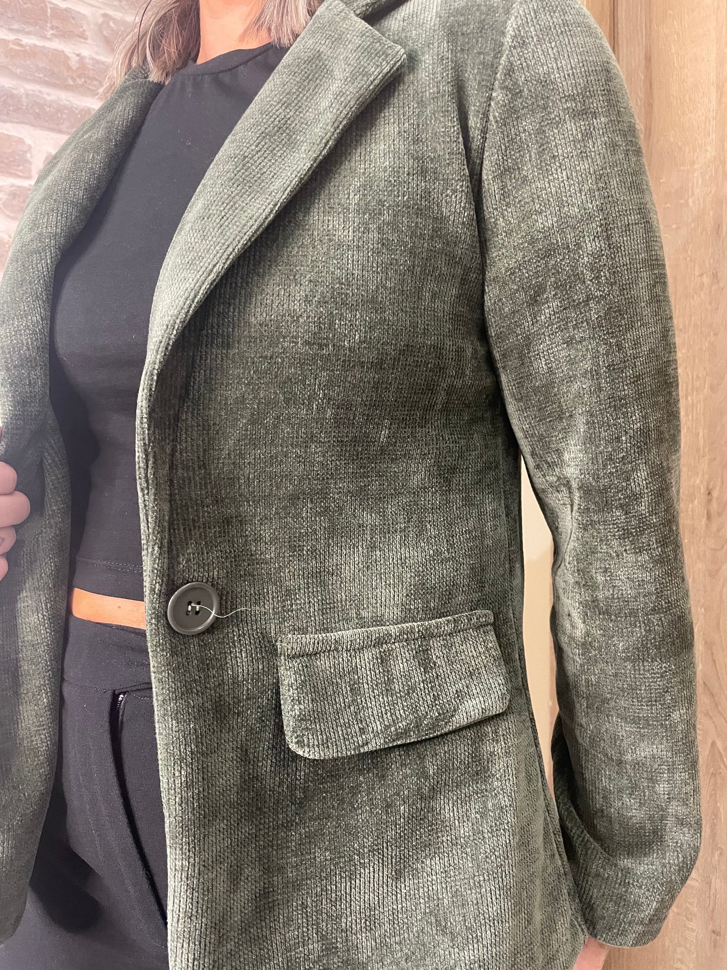 Blazer en velours kaki