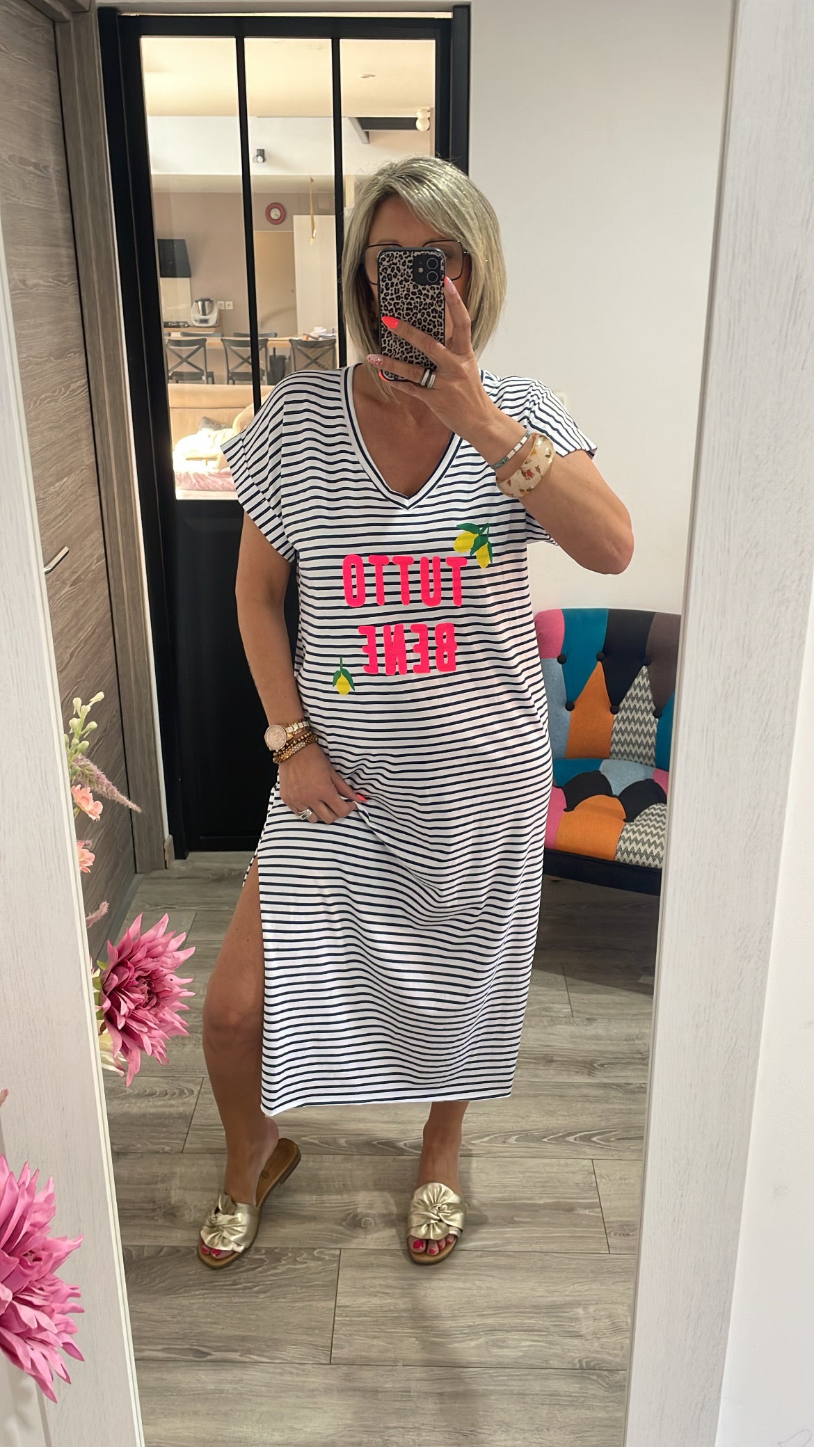 Robe longue marinière