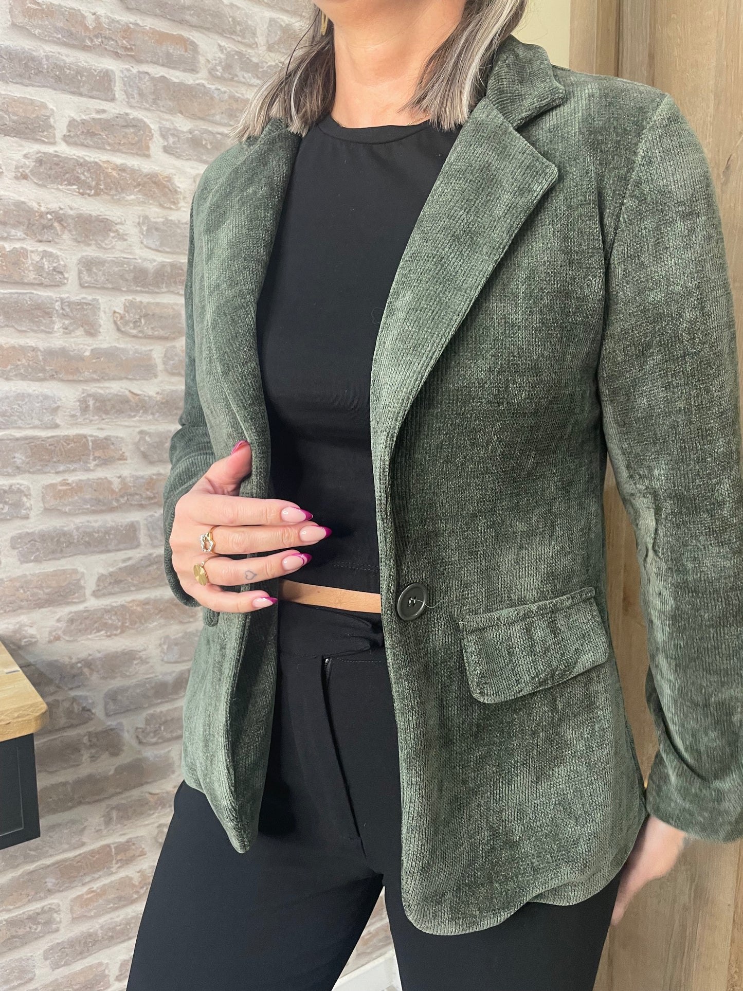 Blazer en velours kaki