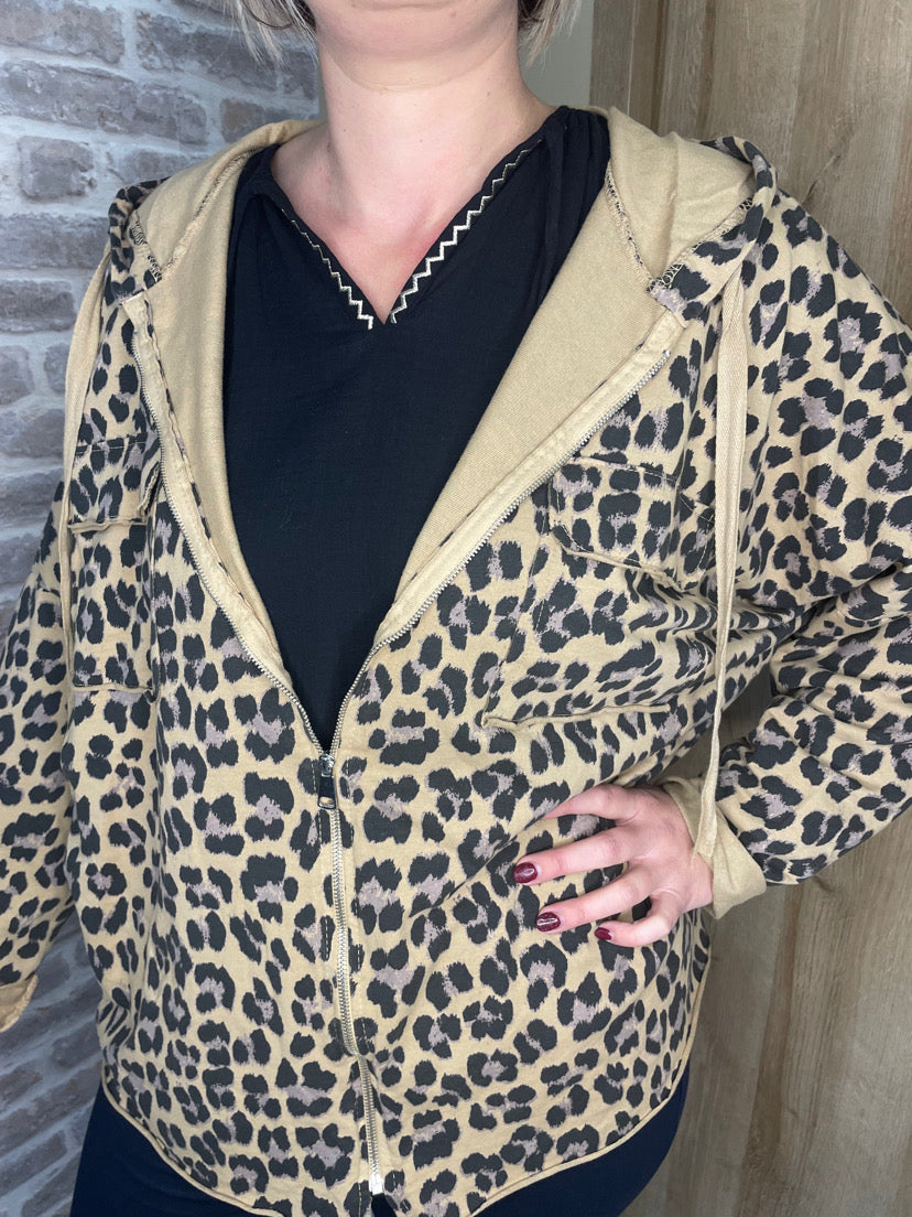 Gilet léopard camel