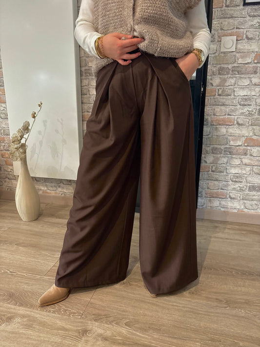 Pantalon large chocolat