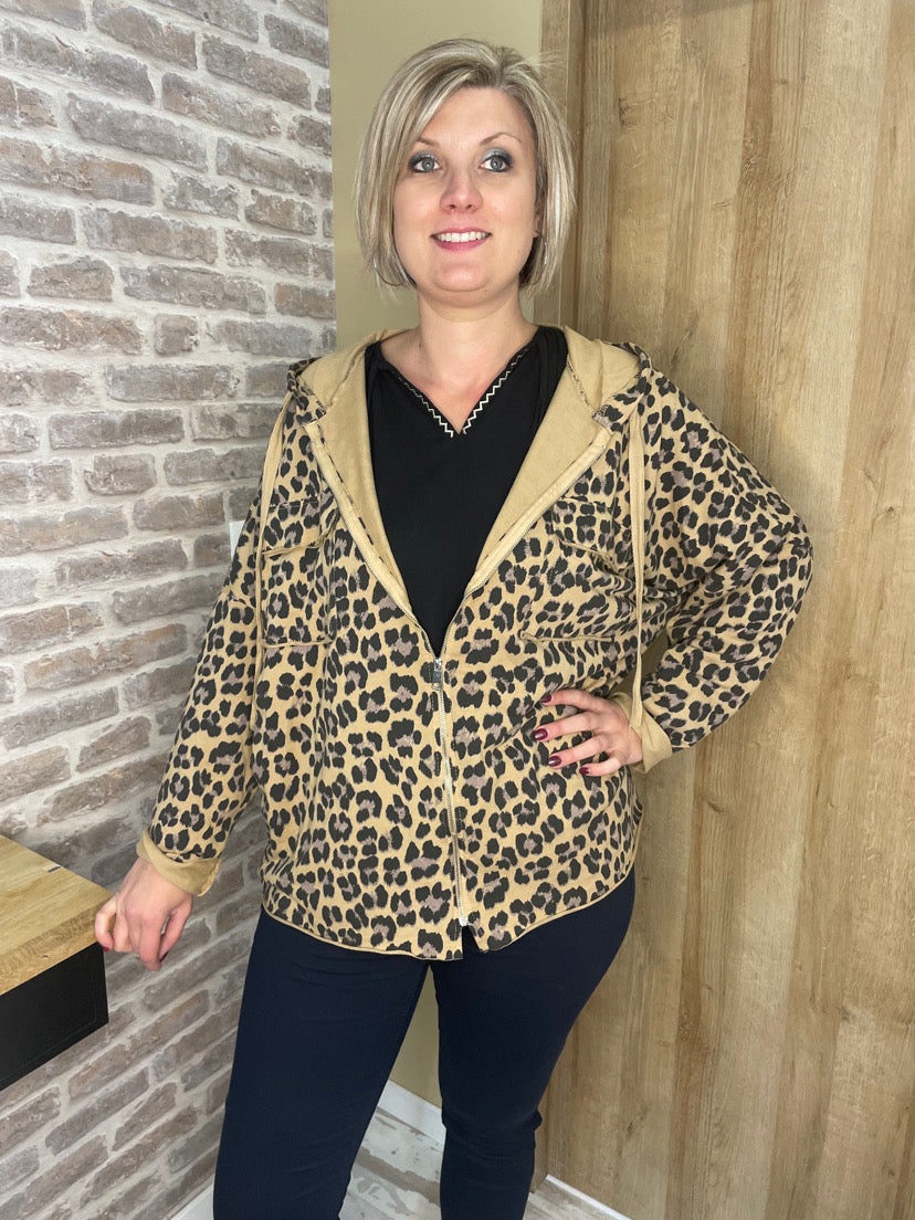 Gilet léopard camel