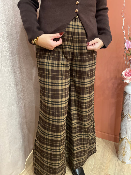 Pantalon large à carreaux