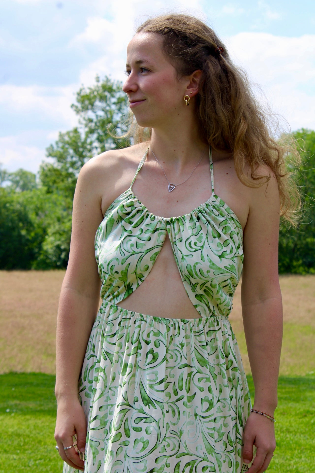 Robe longue "Zoé" verte