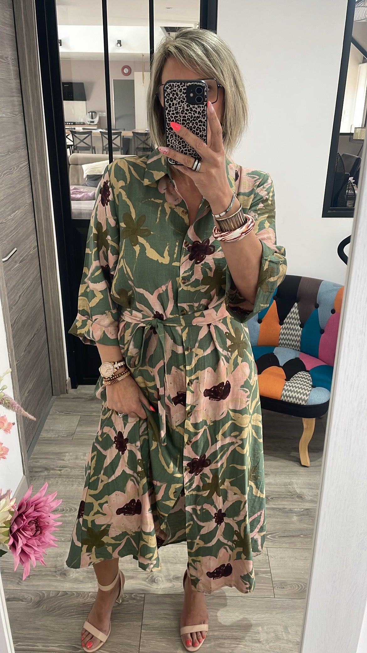 Robe longue kaki