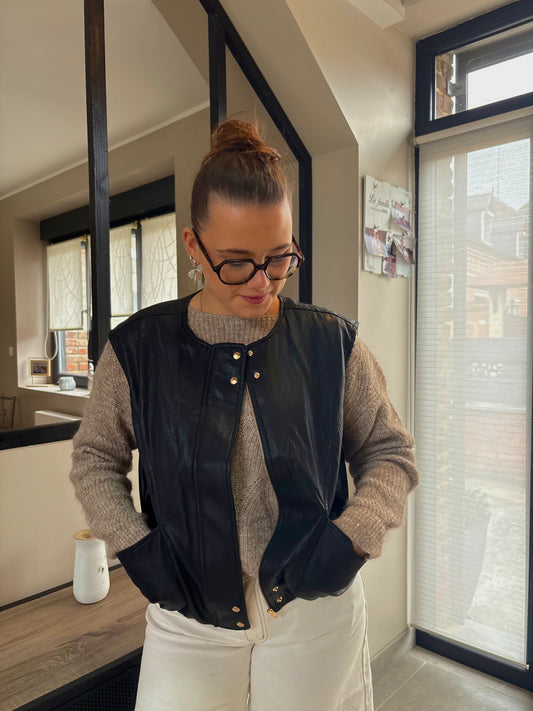 Gilet sans manche simili cuir
