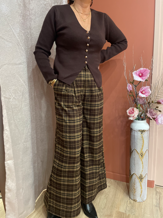 Pantalon large à carreaux