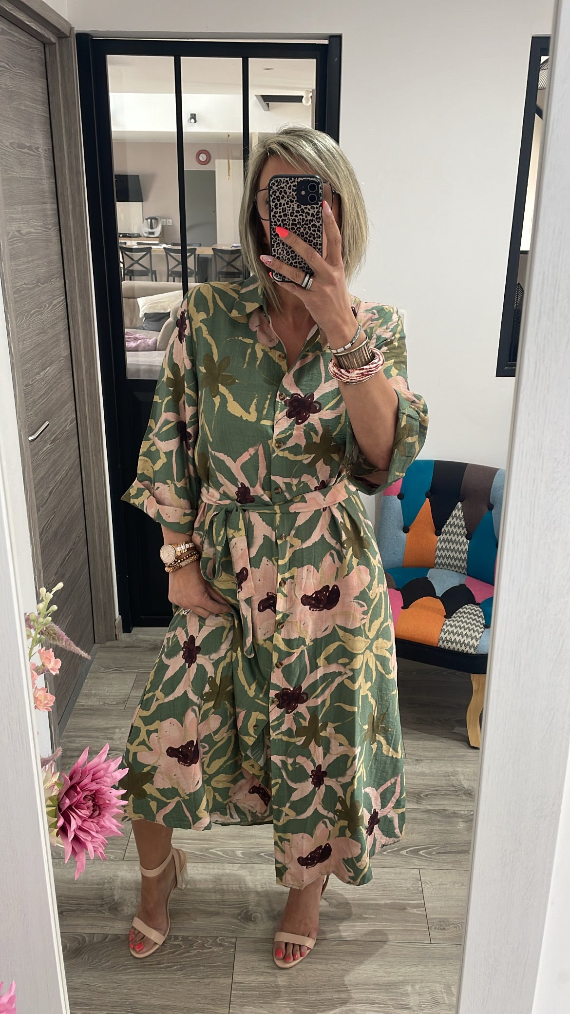 Robe longue kaki
