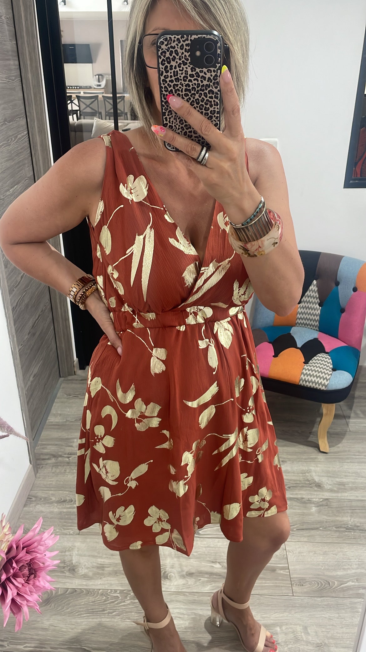 Robe courte terracotta