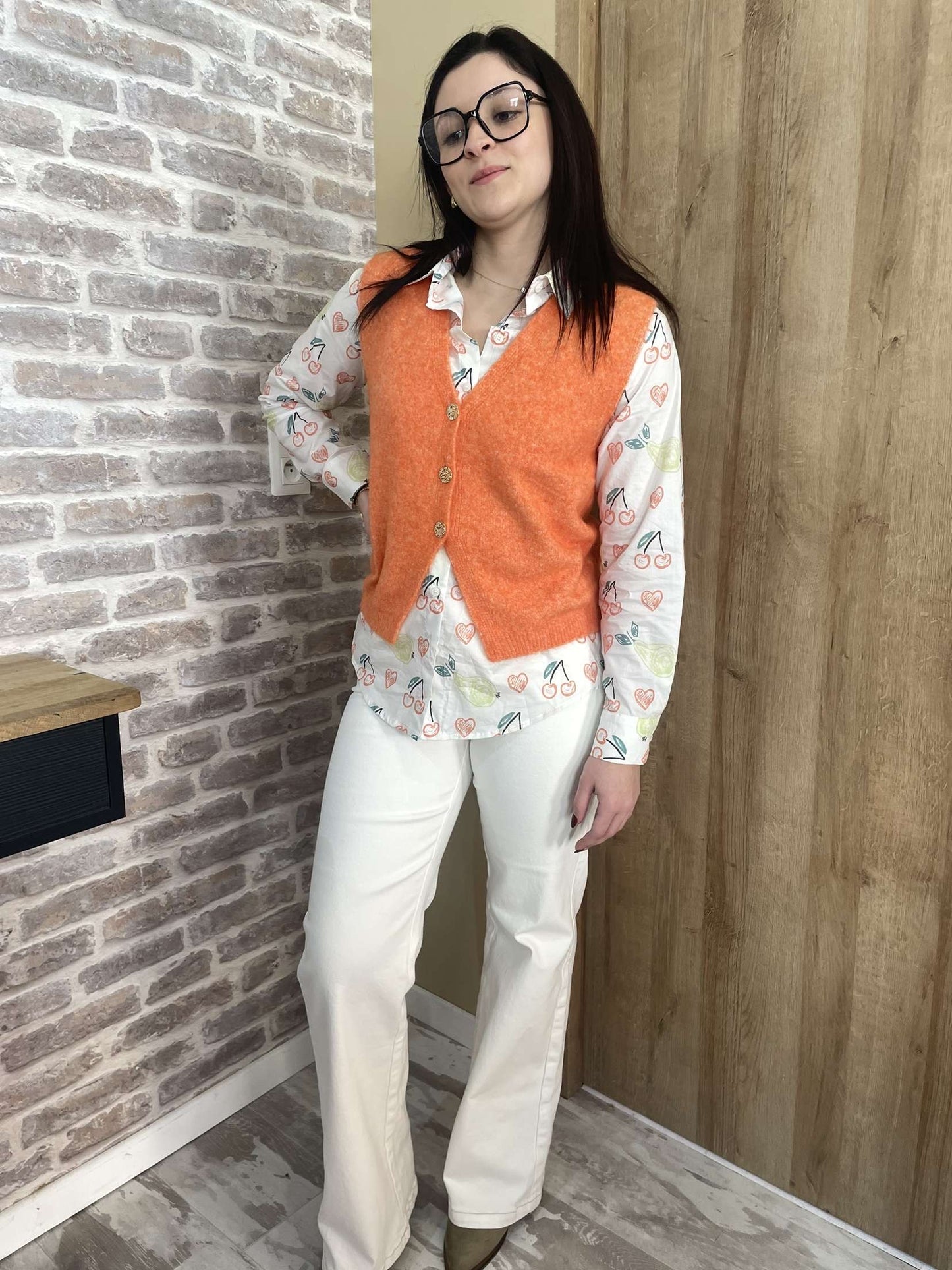 Chemise cerise orange