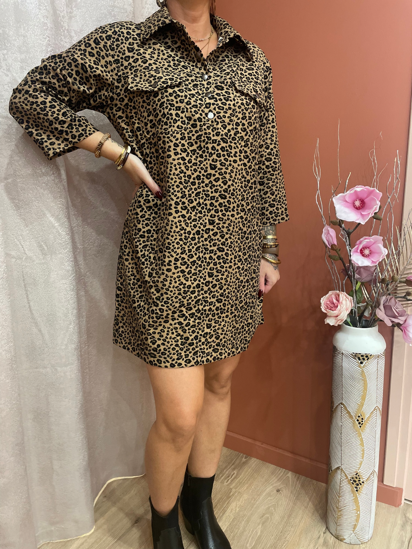 Robe courte léopard