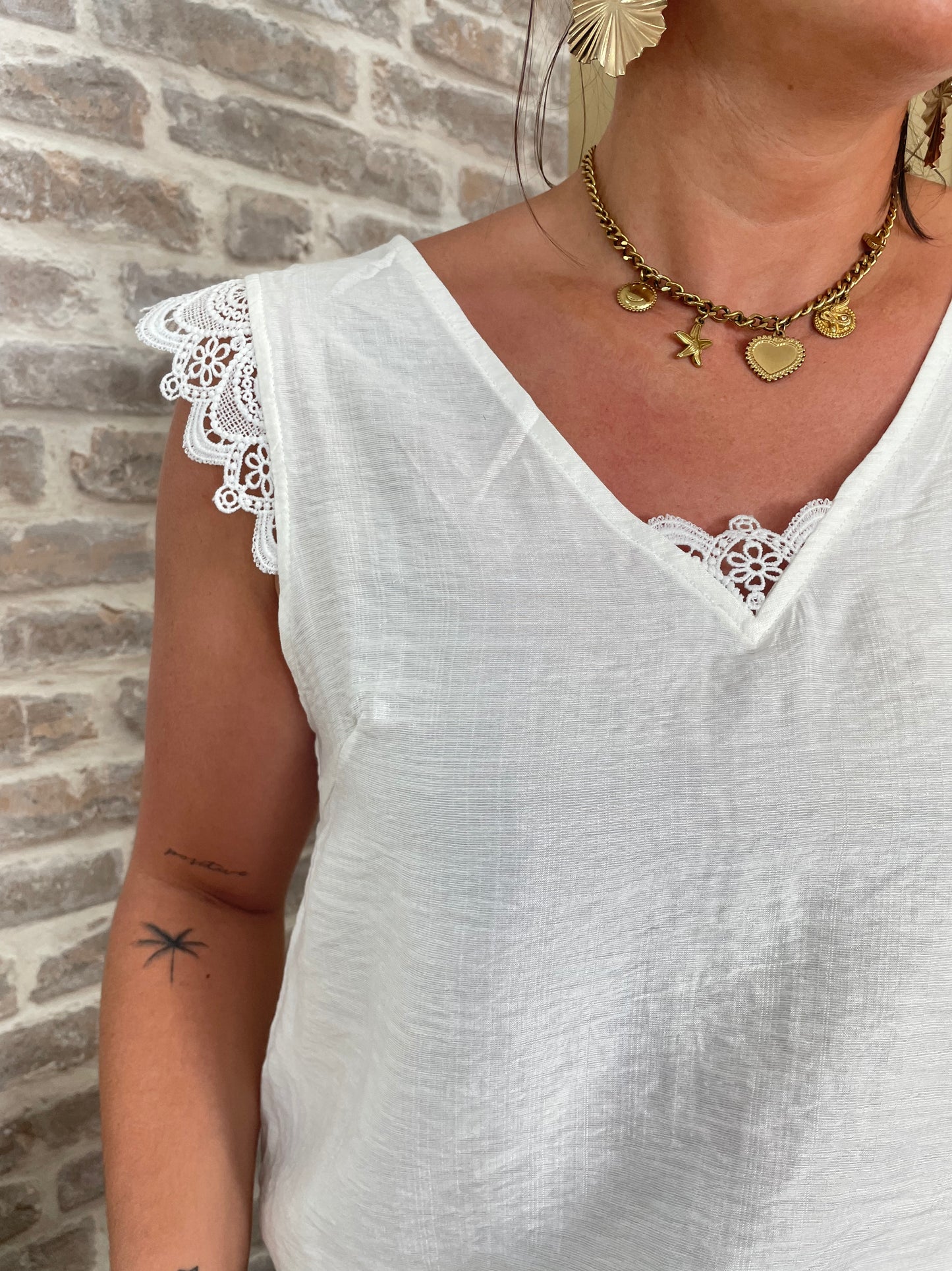 Top blanc broderie