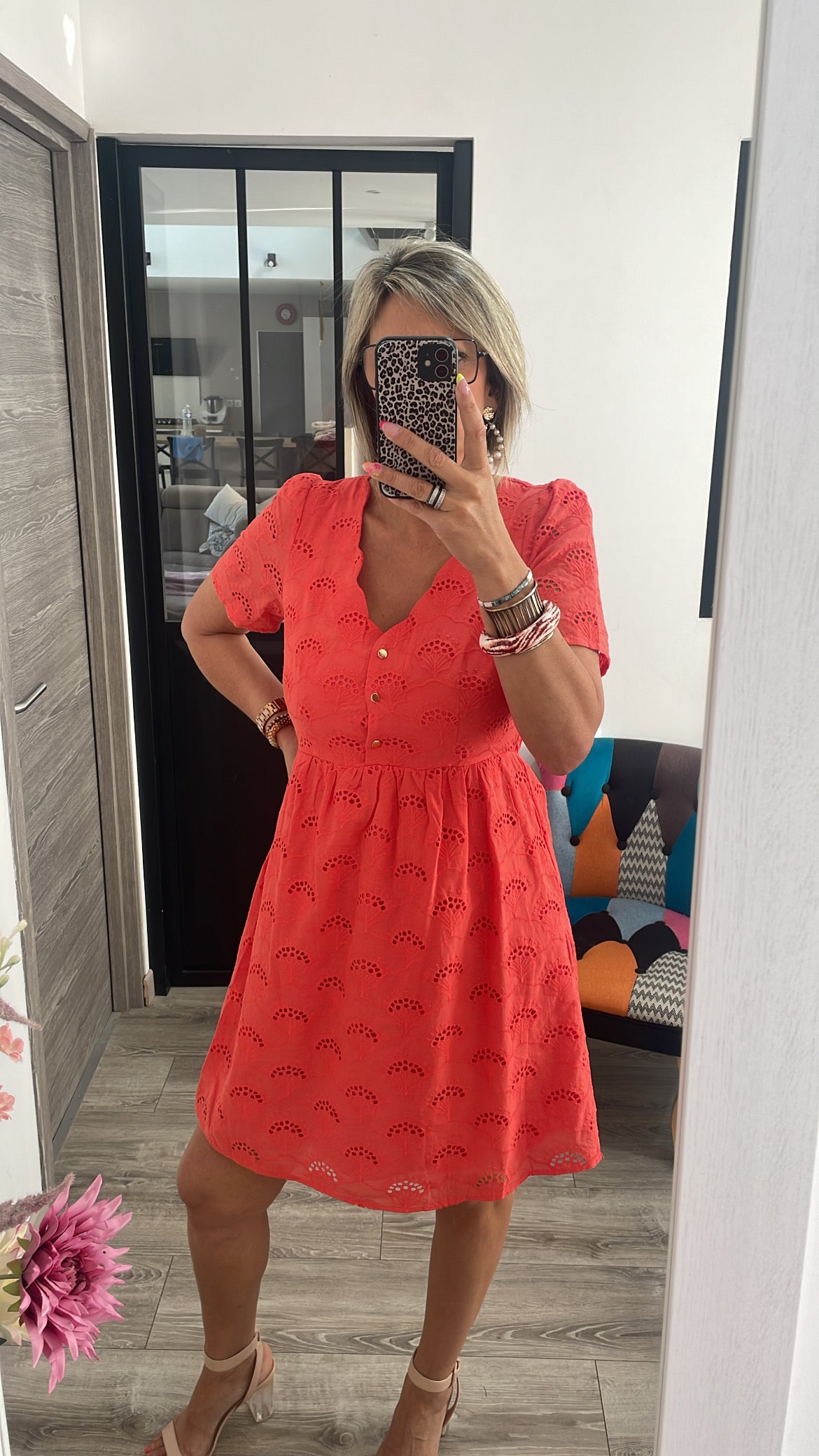 Robe courte corail