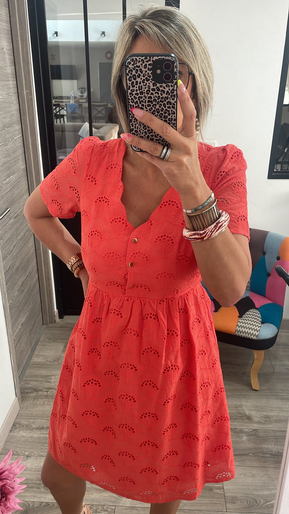 Robe courte corail