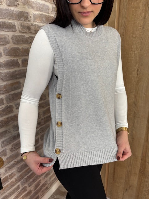 Pull sans manche gris