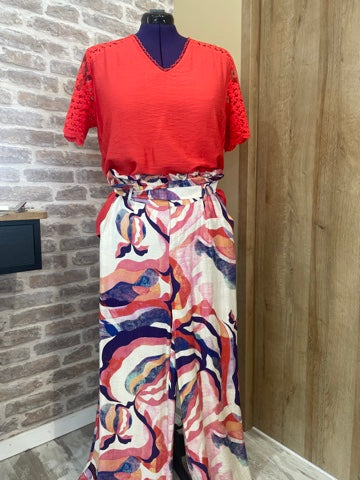 Top orange sanguine dentelle CURVE
