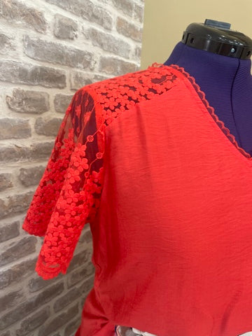 Top orange sanguine dentelle CURVE
