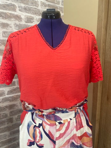 Top orange sanguine dentelle CURVE