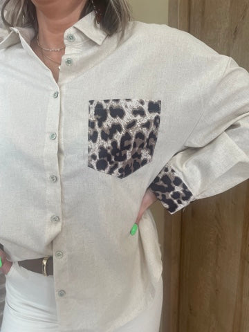 Chemise en lin léopard