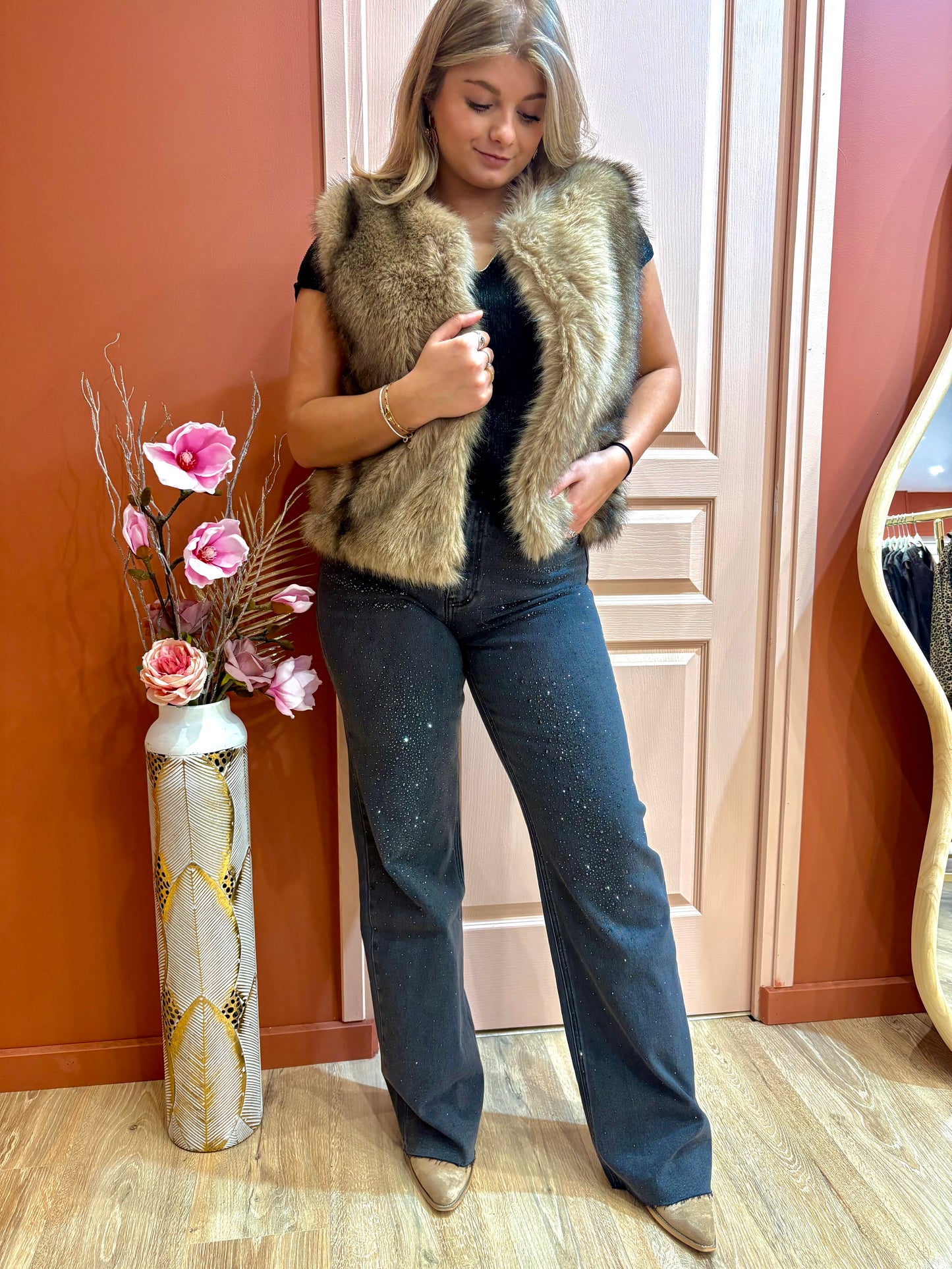 Jean noir à strass (tall / long)