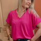 Top col V fushia