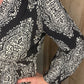 Robe longue motif ethnique noir et blanc