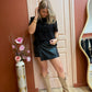Jupe short simili cuir noir