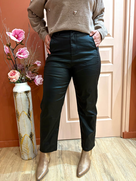 Pantalon ballon simili cuir noir