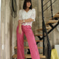 Jean rose taille haute