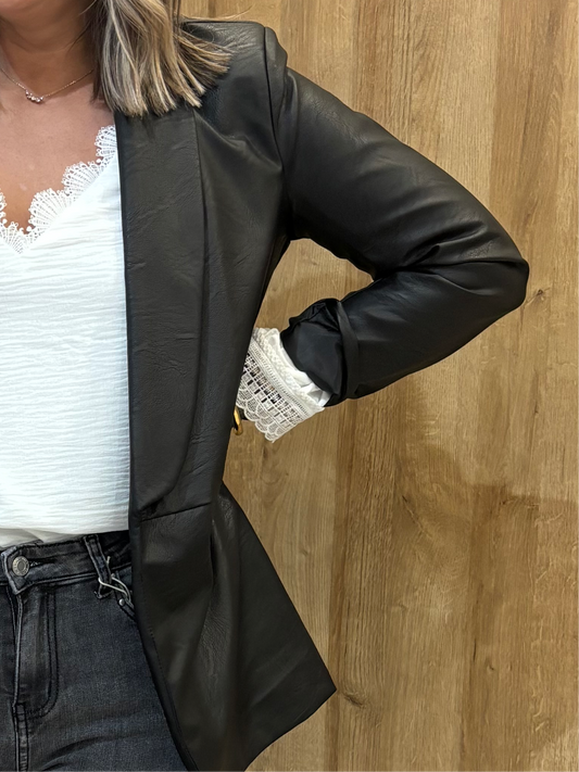 Blazer simili cuir noir