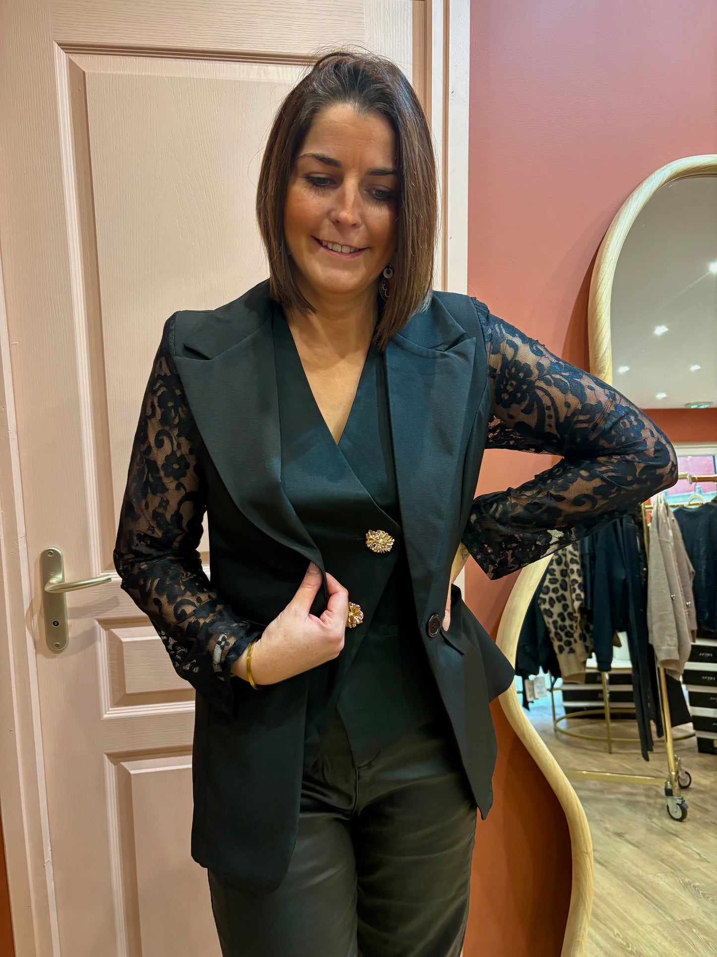 Blazer manche dentelle