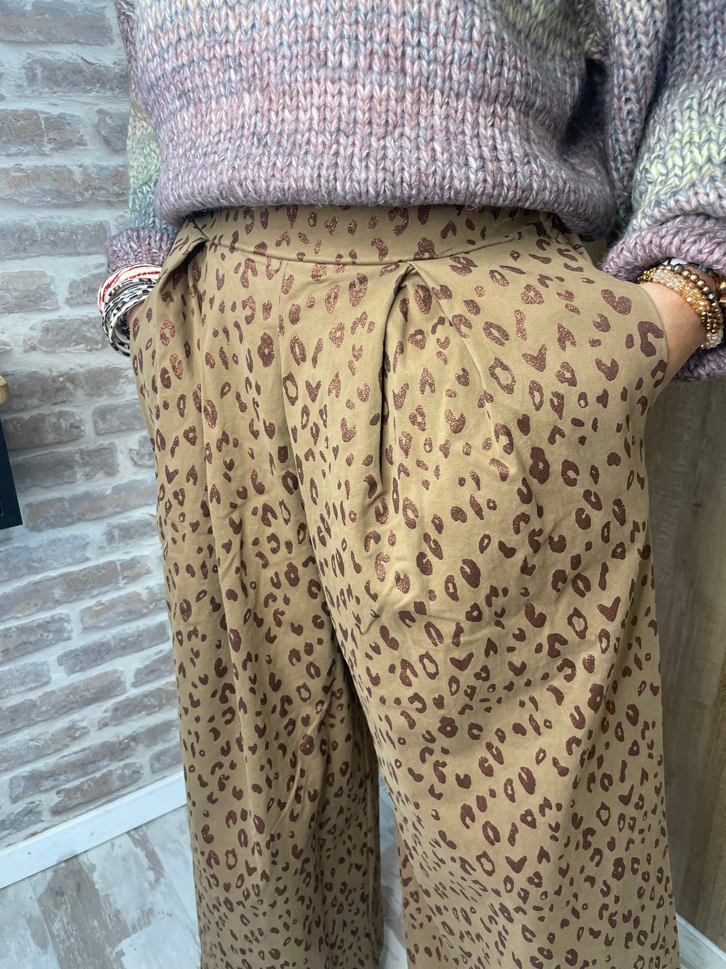 Pantalon jupe léopard marron