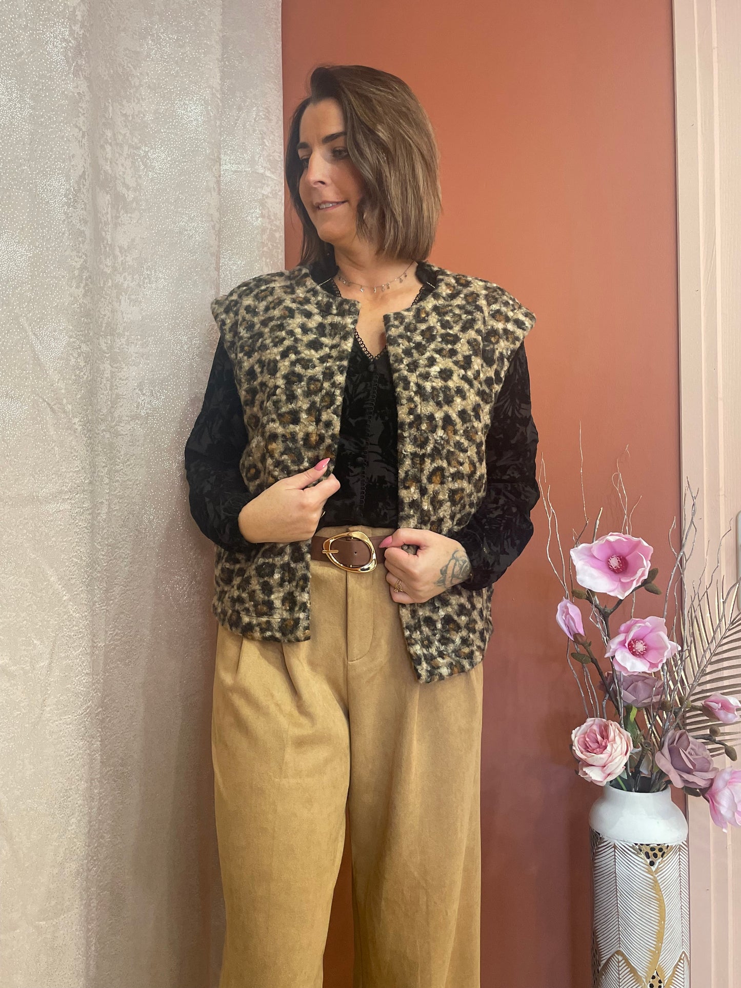 Gilet sans manche léopard