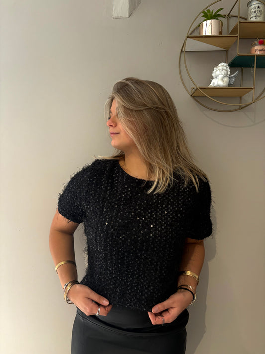 Top noir sequin