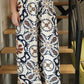Pantalon fluide grande taille motif bohème bleu