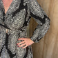 Robe longue motif ethnique noir et blanc