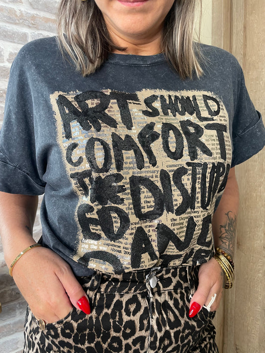 Tshirt gris avec écriture