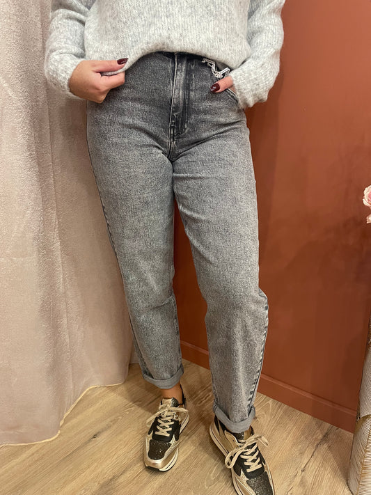 Jean MOM FIT gris
