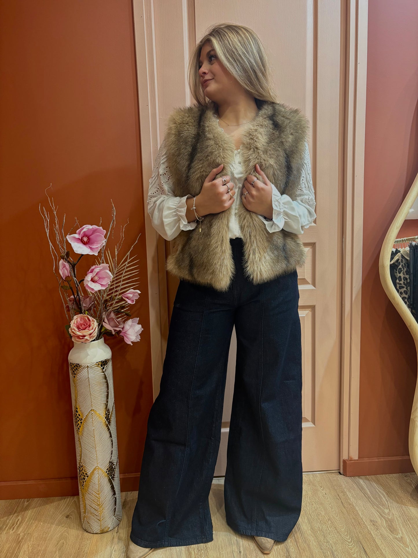 Gilet sans manche fourrure