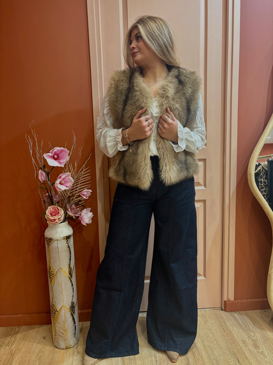 Gilet sans manche fourrure
