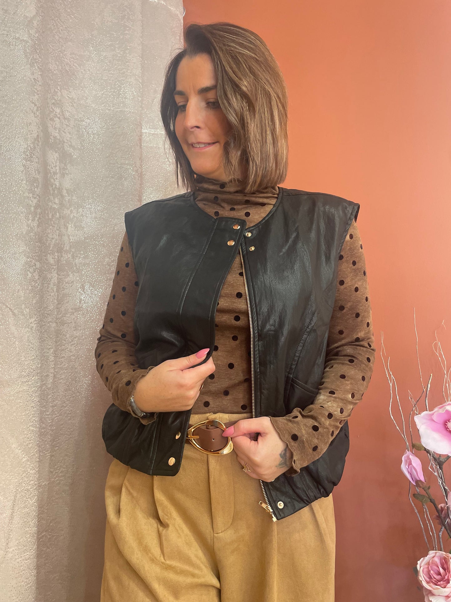 Gilet sans manche simili cuir