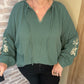 Blouse verte gaze de coton