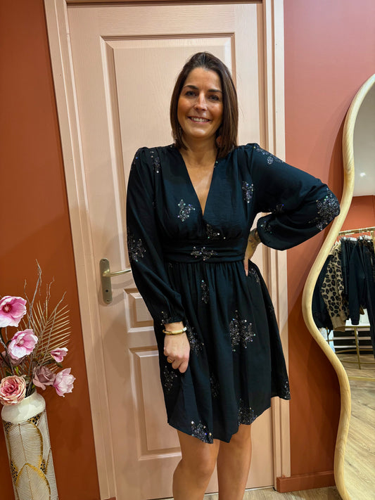 Robe courte noir sequin
