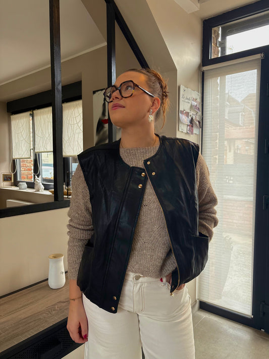 Gilet sans manche simili cuir