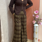 Pantalon large à carreaux