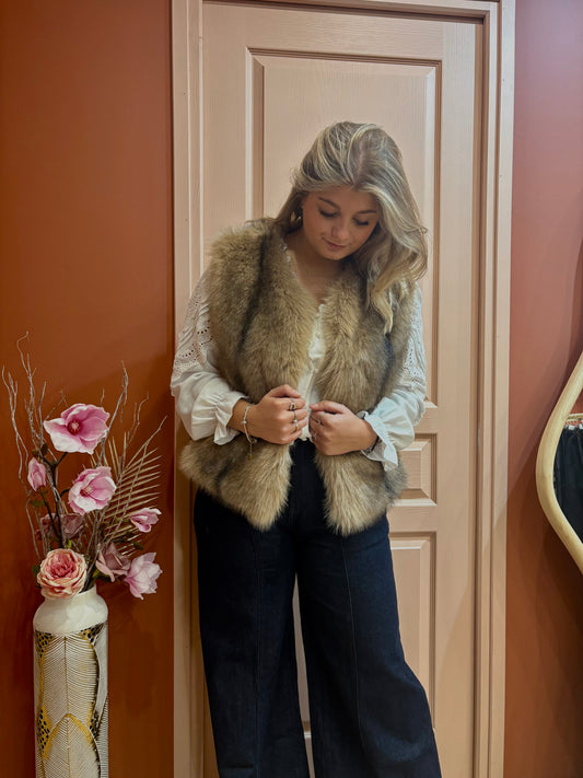 Gilet sans manche fourrure