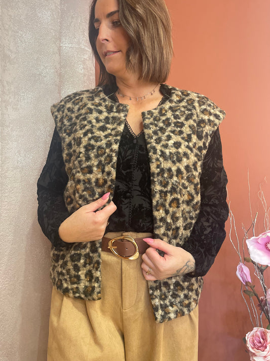 Gilet sans manche léopard