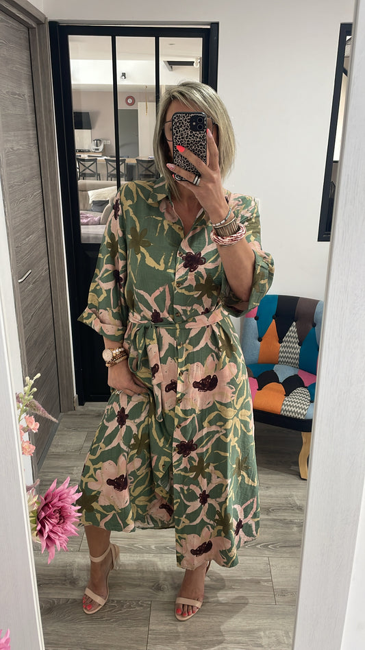 Robe longue kaki