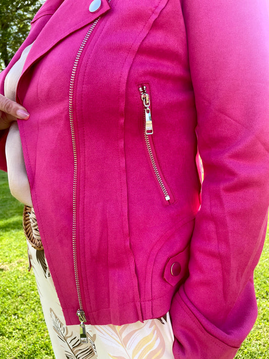 Veste "Alia" en suédine fushia