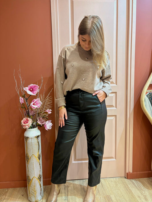 Pantalon ballon simili cuir noir